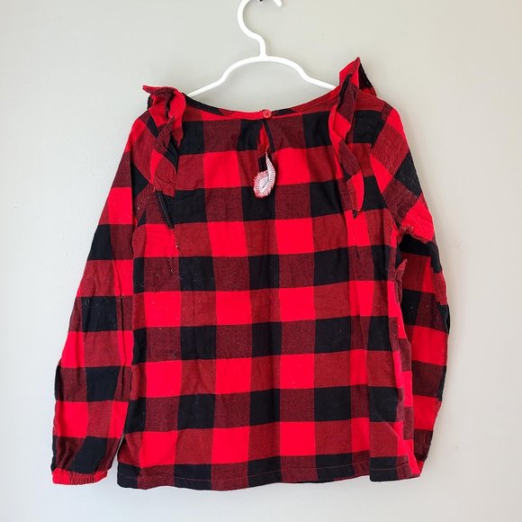 Carter's size 7 Girls Buffalo Check ruffle top - Picture 2 of 3